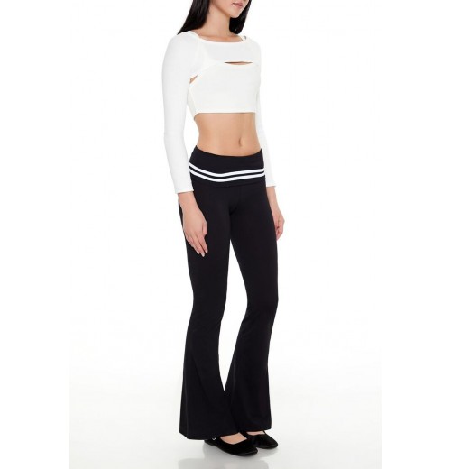 Striped Foldover Flare Leggings Striped Foldover Flare Leggings