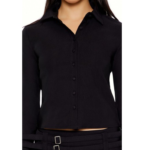 Twill Long-Sleeve Cropped Shirt Twill Long-Sleeve Cropped Shirt