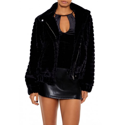 Quilted Faux Fur Bomber Jacket Quilted Faux Fur Bomber Jacket