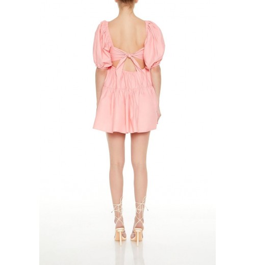 Puff-Sleeve Babydoll Mini Dress Puff-Sleeve Babydoll Mini Dress