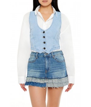 Denim Cropped Vest