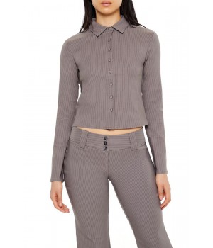 Pinstriped Cropped Shirt
