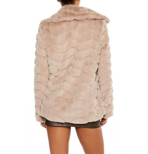 Quilted Notched Faux Fur Coat Quilted Notched Faux Fur Coat