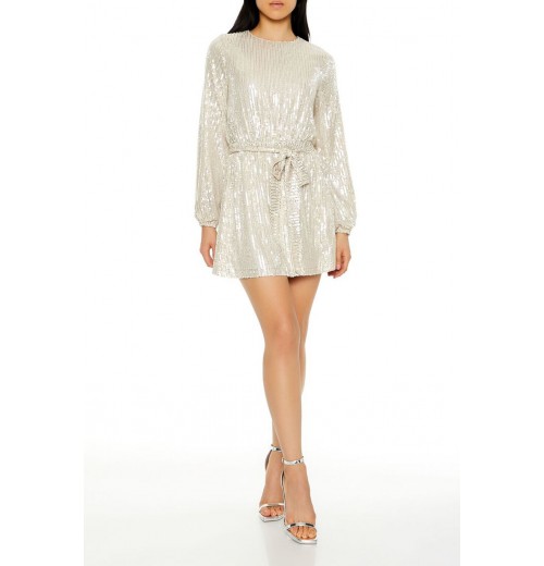 Sequin Long-Sleeve Mini Dress Sequin Long-Sleeve Mini Dress