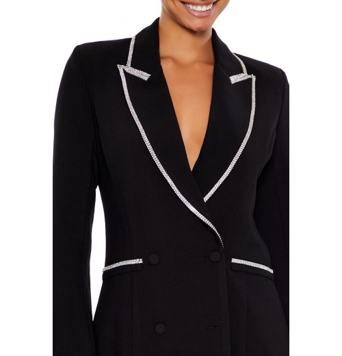 Rhinestone-Trim Blazer Dress