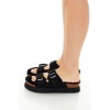 Buckled Faux Fur & Suede Sandals Buckled Faux Fur & Suede Sandals