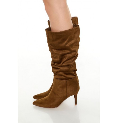 Ruched Faux Suede Stiletto Boots Ruched Faux Suede Stiletto Boots