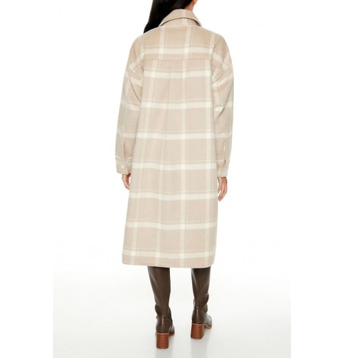 Plaid Drop-Sleeve Trench Coat Plaid Drop-Sleeve Trench Coat