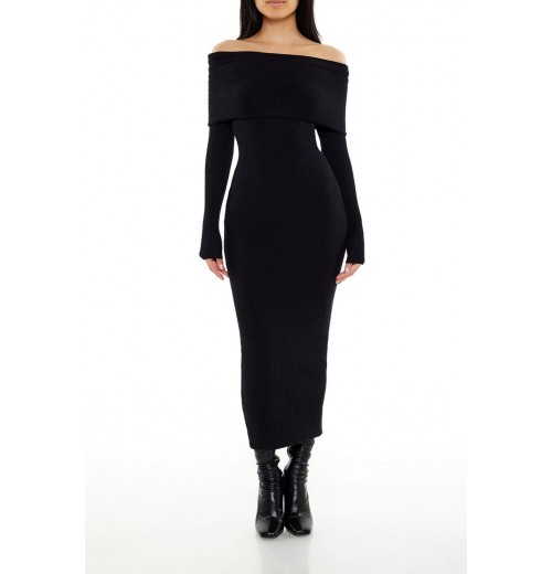 Off-the-Shoulder Midi Sweater Dress Off-the-Shoulder Midi Sweater Dress