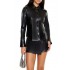 Faux Leather Curved-Hem Shirt
