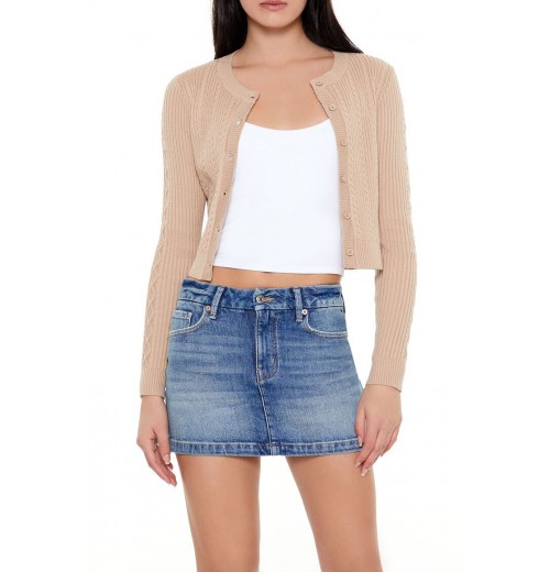 Cropped Cable Knit Cardigan Sweater Cropped Cable Knit Cardigan Sweater