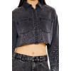 Cropped Rhinestone Denim Shirt Cropped Rhinestone Denim Shirt
