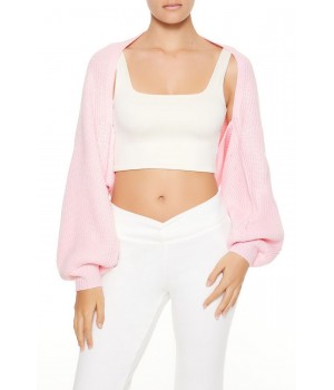 Balloon-Sleeve Shrug Sweater