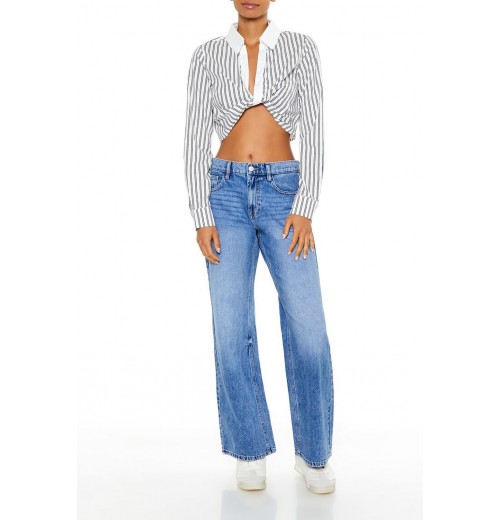 Striped Twist-Front Crop Top Striped Twist-Front Crop Top