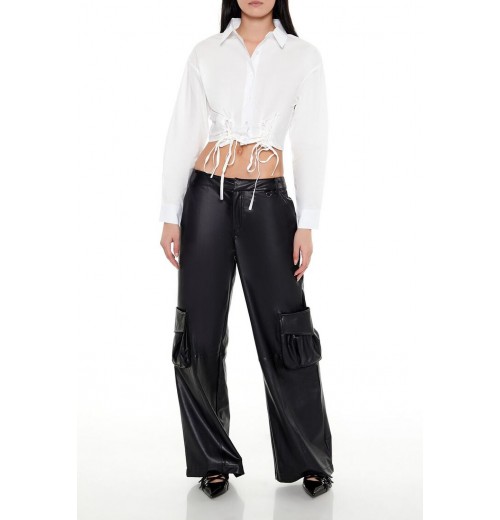 Cropped Lace-Up Shirt Cropped Lace-Up Shirt