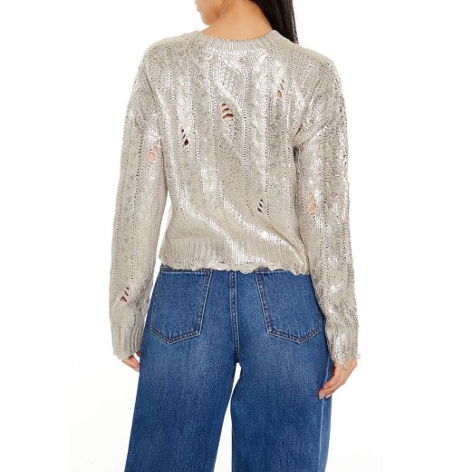 Metallic Cable Knit Sweater