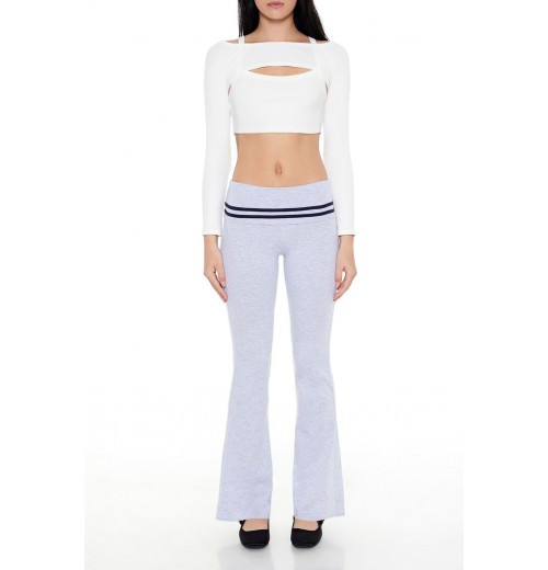 Striped Foldover Flare Leggings Striped Foldover Flare Leggings