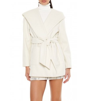 Hooded Tie-Waist Wrap Coat