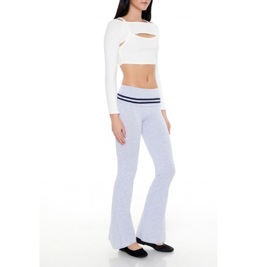 Striped Foldover Flare Leggings Striped Foldover Flare Leggings