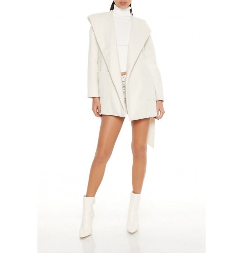 Hooded Tie-Waist Wrap Coat Hooded Tie-Waist Wrap Coat