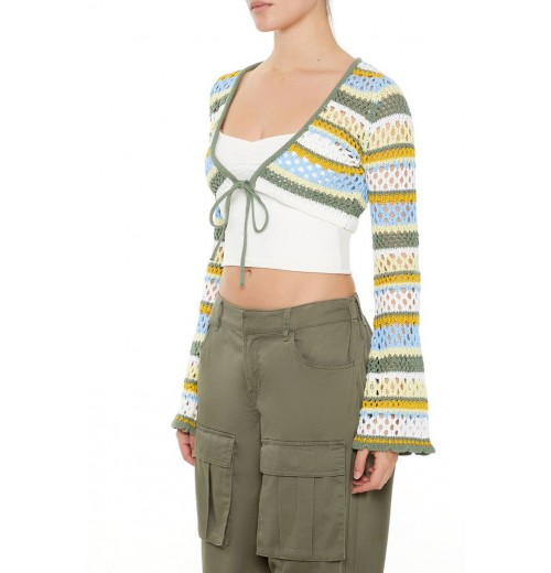 Striped Crochet Shrug Sweater Striped Crochet Shrug Sweater