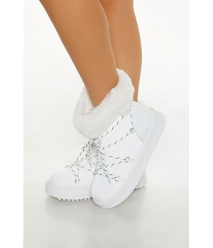 Faux Fur-Trim Lace-Up Booties