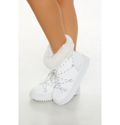 Faux Fur-Trim Lace-Up Booties Faux Fur-Trim Lace-Up Booties