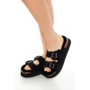 Buckled Faux Fur & Suede Sandals Buckled Faux Fur & Suede Sandals