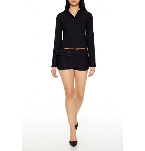 Twill Long-Sleeve Cropped Shirt Twill Long-Sleeve Cropped Shirt