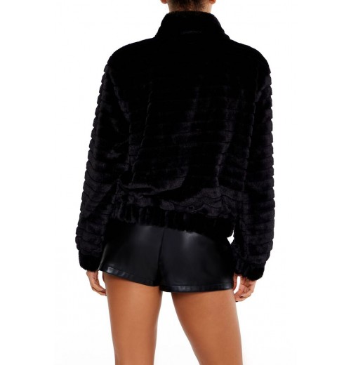 Quilted Faux Fur Bomber Jacket Quilted Faux Fur Bomber Jacket