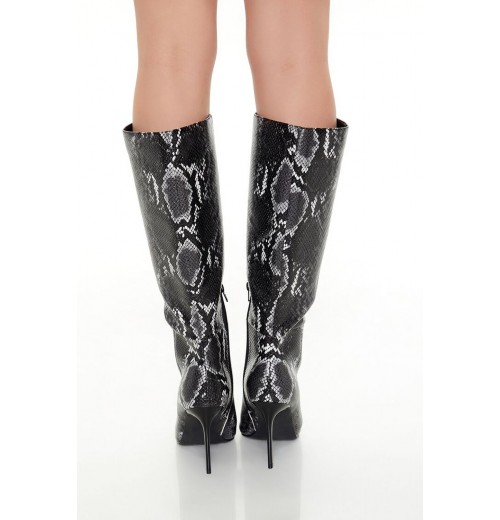 Faux Snake Knee-High Boots Faux Snake Knee-High Boots