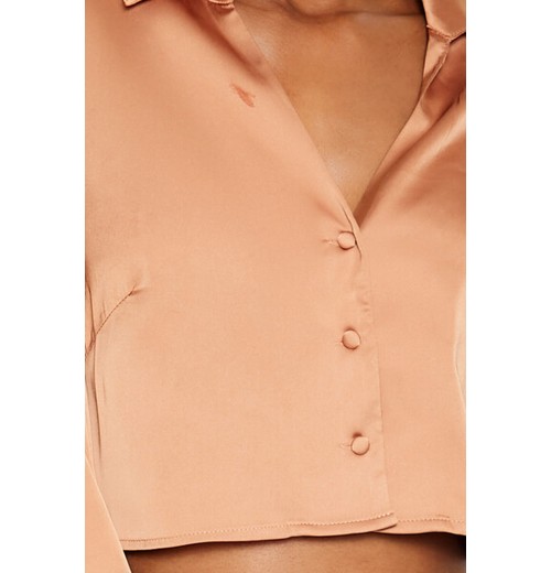 Satin Cropped Shirt Satin Cropped Shirt