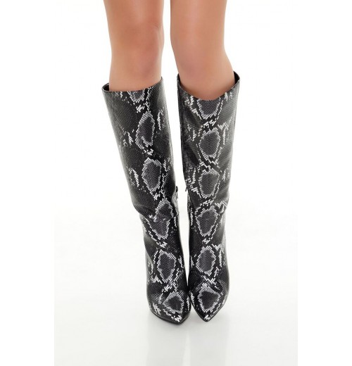 Faux Snake Knee-High Boots Faux Snake Knee-High Boots