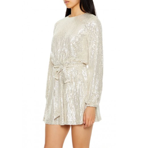 Sequin Long-Sleeve Mini Dress Sequin Long-Sleeve Mini Dress