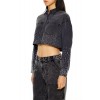 Cropped Rhinestone Denim Shirt Cropped Rhinestone Denim Shirt
