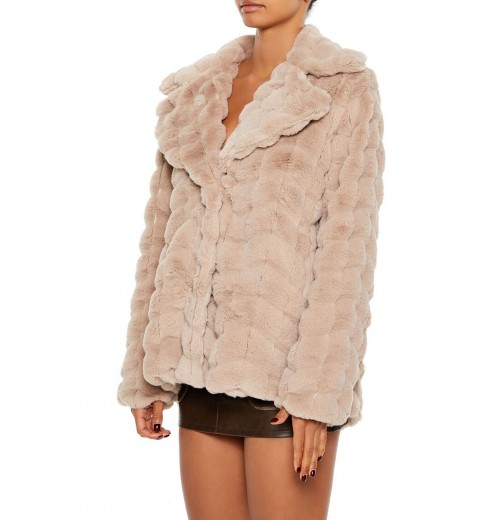 Quilted Notched Faux Fur Coat Quilted Notched Faux Fur Coat