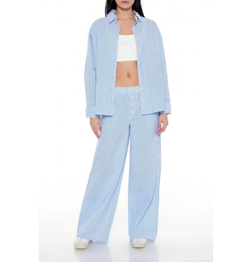 Striped Mid-Rise Wide-Leg Pants Striped Mid-Rise Wide-Leg Pants