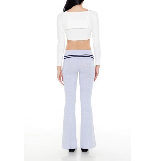 Striped Foldover Flare Leggings Striped Foldover Flare Leggings