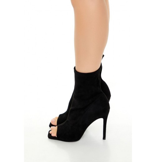 Faux Suede Open-Toe Booties Faux Suede Open-Toe Booties