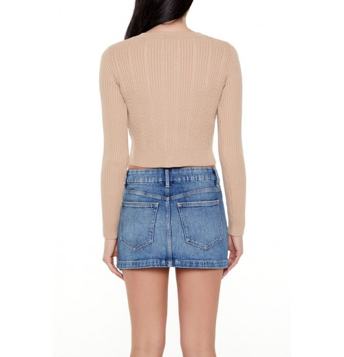 Cropped Cable Knit Cardigan Sweater Cropped Cable Knit Cardigan Sweater