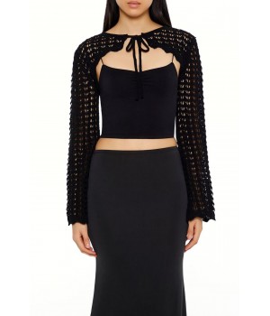 Crochet Tie-Front Shrug Sweater