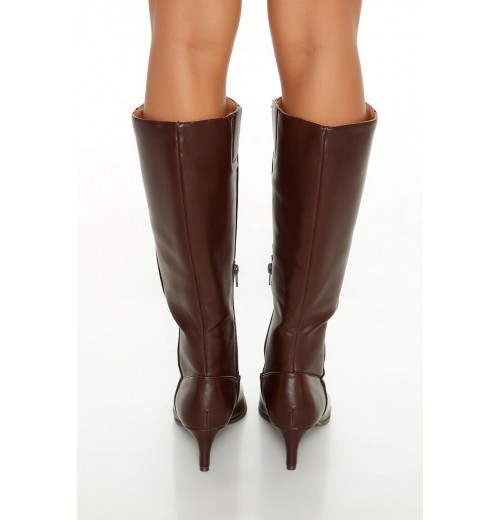 Pointed Faux Leather Stiletto Boots Pointed Faux Leather Stiletto Boots