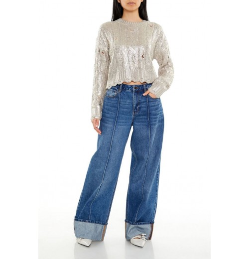 Metallic Cable Knit Sweater