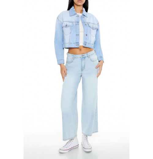 Denim Cropped Trucker Jacket Denim Cropped Trucker Jacket