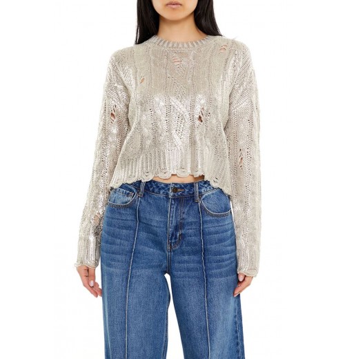 Metallic Cable Knit Sweater