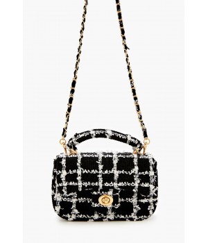 Tweed Grid Crossbody Bag