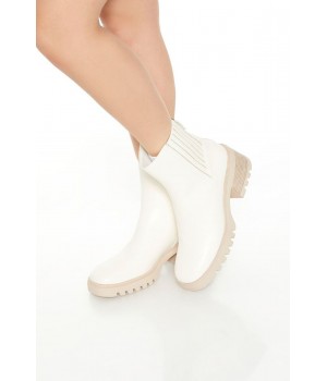 Faux Leather Block Heel Booties