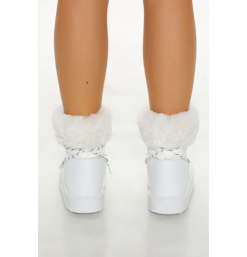 Faux Fur-Trim Lace-Up Booties Faux Fur-Trim Lace-Up Booties
