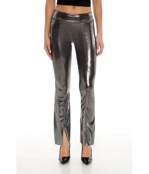Metallic Mid-Rise Flare Leggings