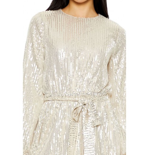 Sequin Long-Sleeve Mini Dress Sequin Long-Sleeve Mini Dress